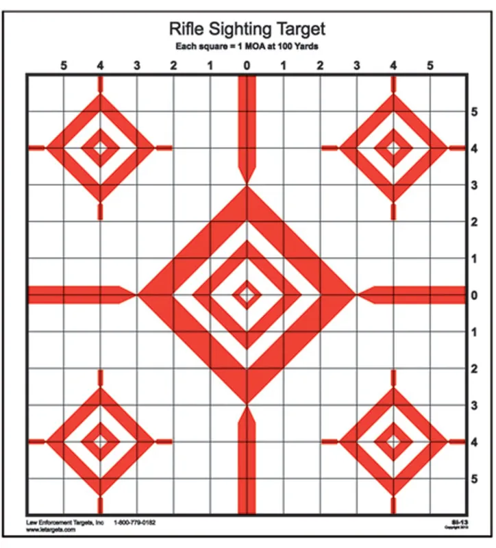 Action Target Advanced Rifle Sighting Diamond Paper 100 yds Rifle 14" x 15" Red/White 100 Per Box