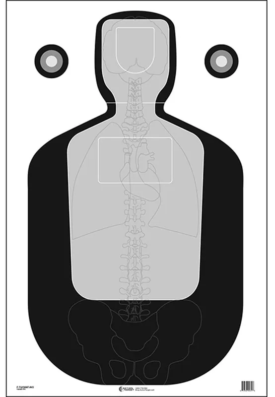 Action Target Silhouette/Vitals Paper Hanging 23" x 35" Black/Gray 100 Per Box
