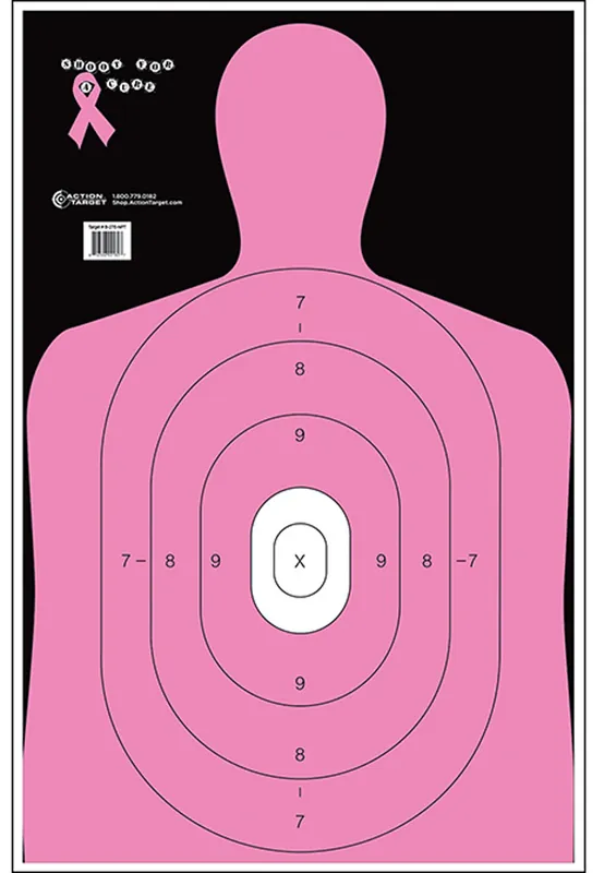Action Target Shoot For The Cure Breast Cancer Target Silhouette Paper 23" x 35" Pink 100 Per Box