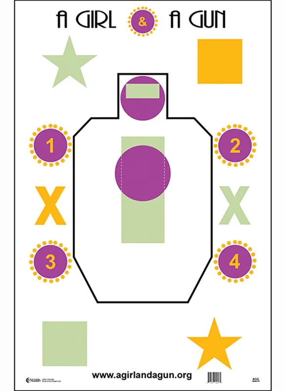 Action Target Training A Girl & A Gun IDPA Silhouette Paper 23" x 35" Multi-Color 100 Per Box