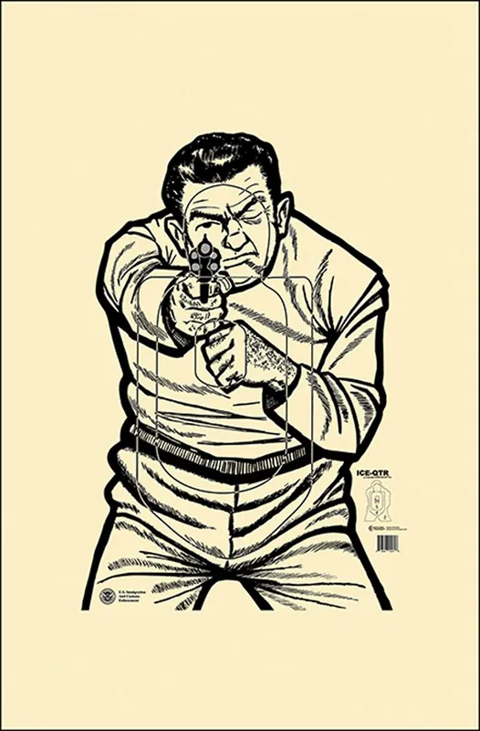 Action Target Training ICE QT (2009 Version) Man w/Gun Paper Hanging 17.50" x 23" Black/White 100 Per Box