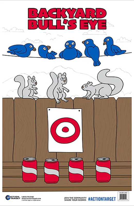 Action Target Back Yard Bullseye Animals/Cans/Target Paper Hanging 23" x 35" Multi-Color 100 Per Box
