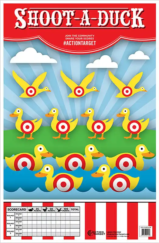 Action Target Shoot-A-Duck Ducks Paper Hanging 23" x 35" Multi-Color 100 Per Box