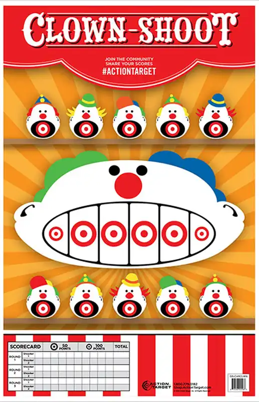 Action Target Knock-‘Em Down Knock-‘Em-Down Bottles/Pins Paper Hanging 23" x 35" Multi-Color 100 Per Box