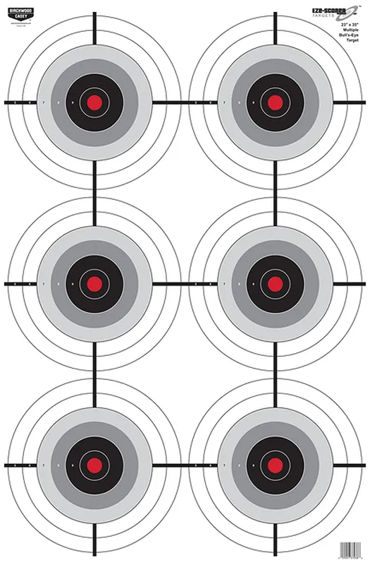 Birchwood Casey EZE-Scorer 6-Bullseye Paper Target 23" x 35" 100 Per Pack