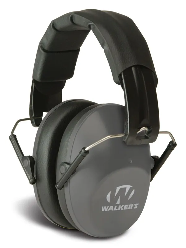 Walker‘s Pro Low Profile Muff Polymer 22 dB Folding Over the Head Gray Ear Cups, Adult