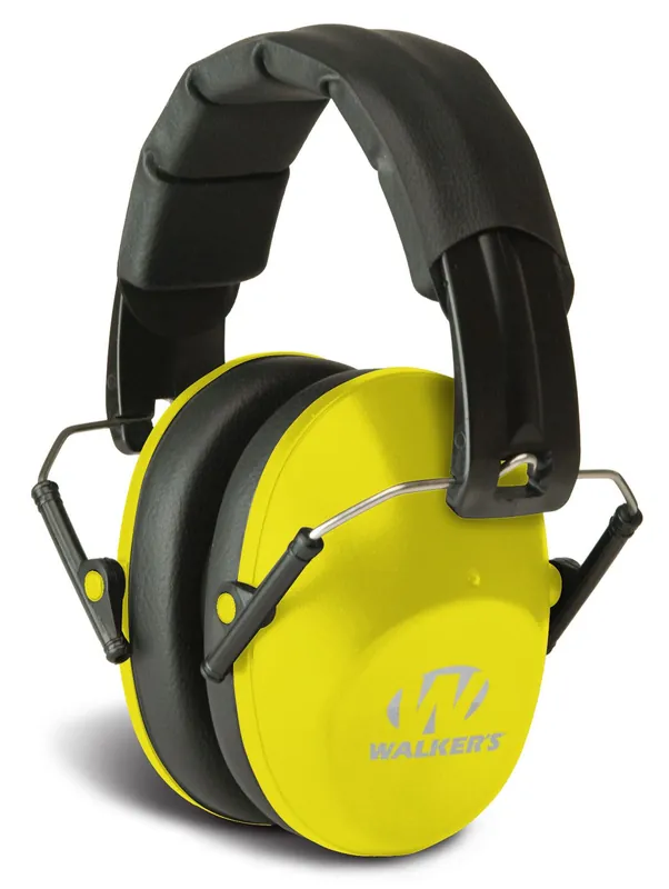 Walker‘s Pro Low Profile Muff Polymer 22 dB Folding Over the Head Yellow Ear Cups, Adult
