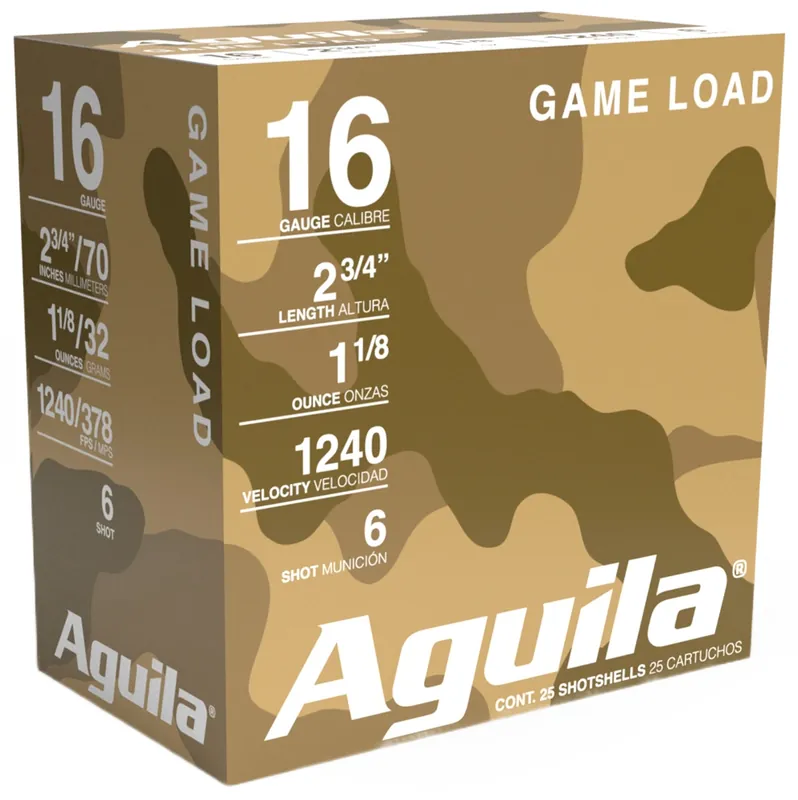 Aguila Birdshot High Velocity 16 Ga 2.75" 1-1/8 oz 6 Lead Shot 25 Shells Per Box