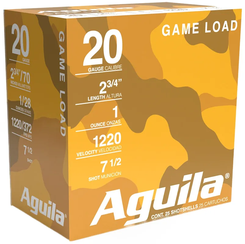 Aguila Birdshot High Velocity 20 Ga 2.75" 1.0 oz 7.5 Lead Shot 25 Shells Per Box