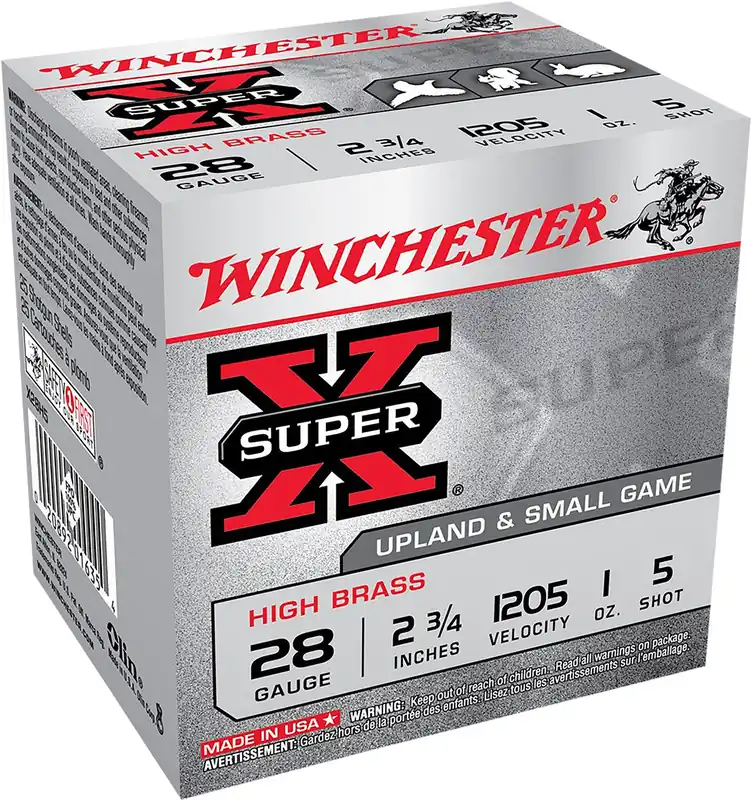 Winchester Super X High Brass Heavy Game Load 28ga 2.75" 1.0 oz 5 Lead Shot 25 Shells Per Box