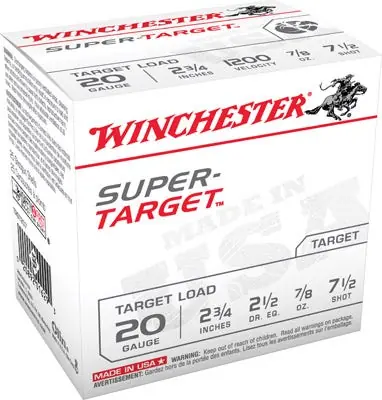 Winchester Ammo Super Target 20 Gauge 2.75" 7/8 oz 7.5 Shot 25 Bx/ 10 Cs