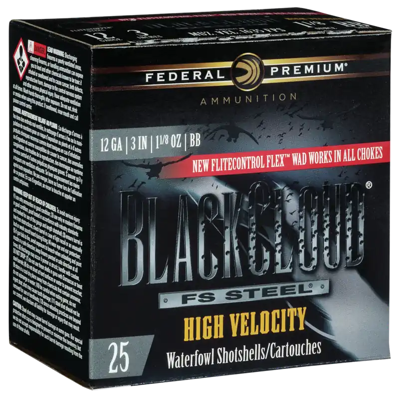 Federal Black Cloud FS Steel High Velocity 12 Gauge 3" 1 1/8 oz BB Shot 25 Bx/ 10 Cs