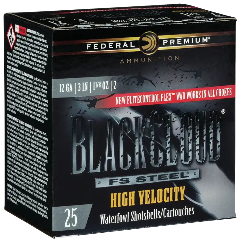 Federal Black Cloud FS Steel High Velocity 12 Gauge 3" 1 1/8 oz 2 Shot 25 Bx/ 10 Cs