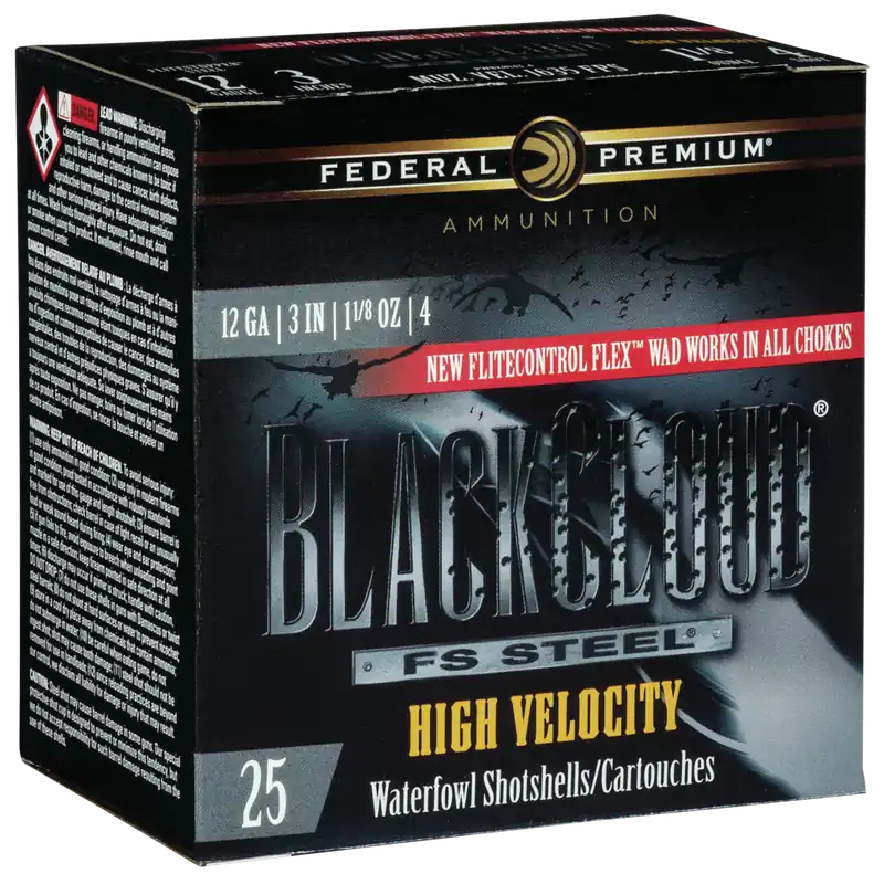 Federal Black Cloud FS Steel High Velocity 12 Gauge 3" 1 1/8 oz 4 Shot 25 Bx/ 10 Cs