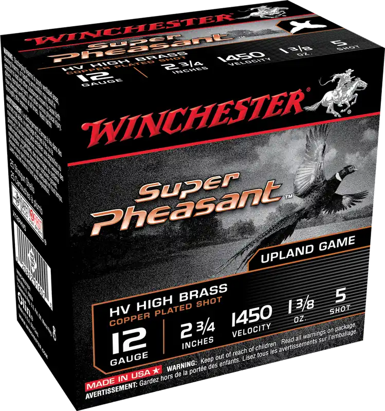 Winchester Ammo Super Pheasant HV High Brass 12 Gauge 2.75" 1 3/8 oz 5 Shot Copper Plated 25 Bx/ 10 Cs
