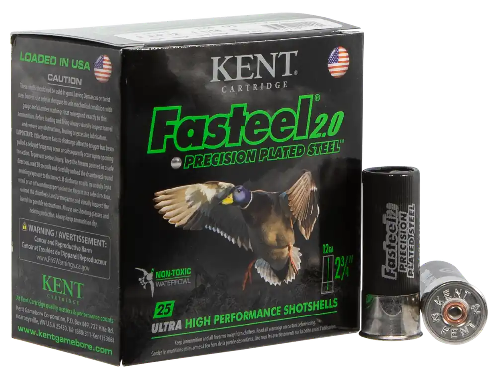 Kent Cartridge Fasteel 2.0 Waterfowl 12 Gauge 2.75" 1-1/16 oz 6 Shot 25 Bx/ 10 Cs