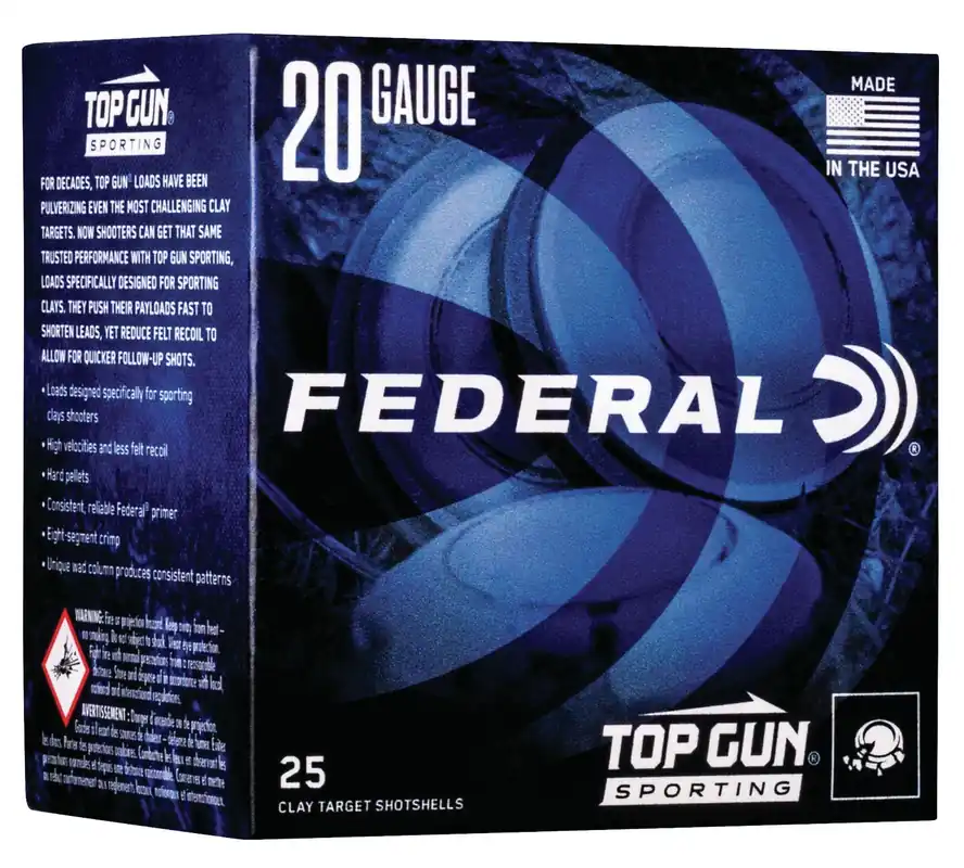 Federal Top Gun Sporting 20 Ga 2.75" 7/8 oz 1250 fps 8 25/Box