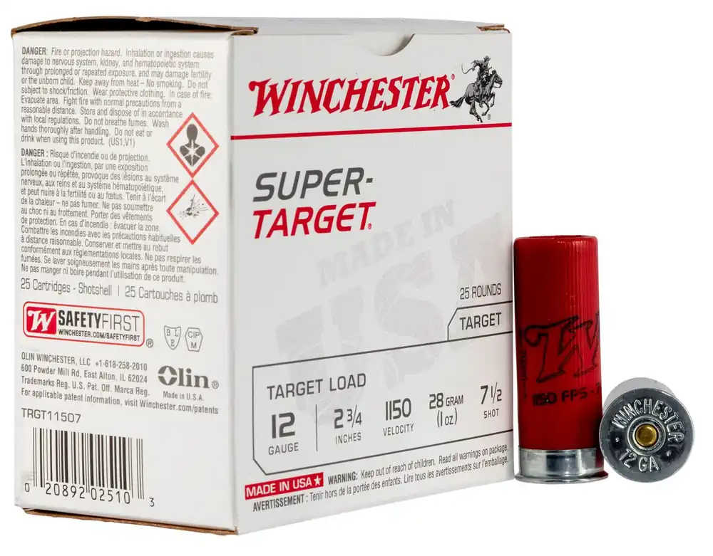 Winchester Ammo Super Target Light Target Load 12 Gauge 2.75" 1 oz 7.5 Shot 25 Bx/ 10 Cs