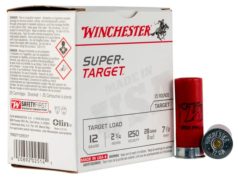 Winchester Ammo Super Target 12 Gauge 2.75" 1 oz 7.5, 25 Bx/ 10 Cs