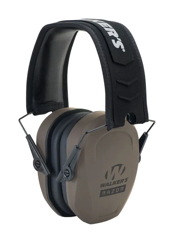 Walker‘s Razor Slim Passive Muff Polymer 27 dB Over the Head Flat Dark Earth Ear Cups, Adult
