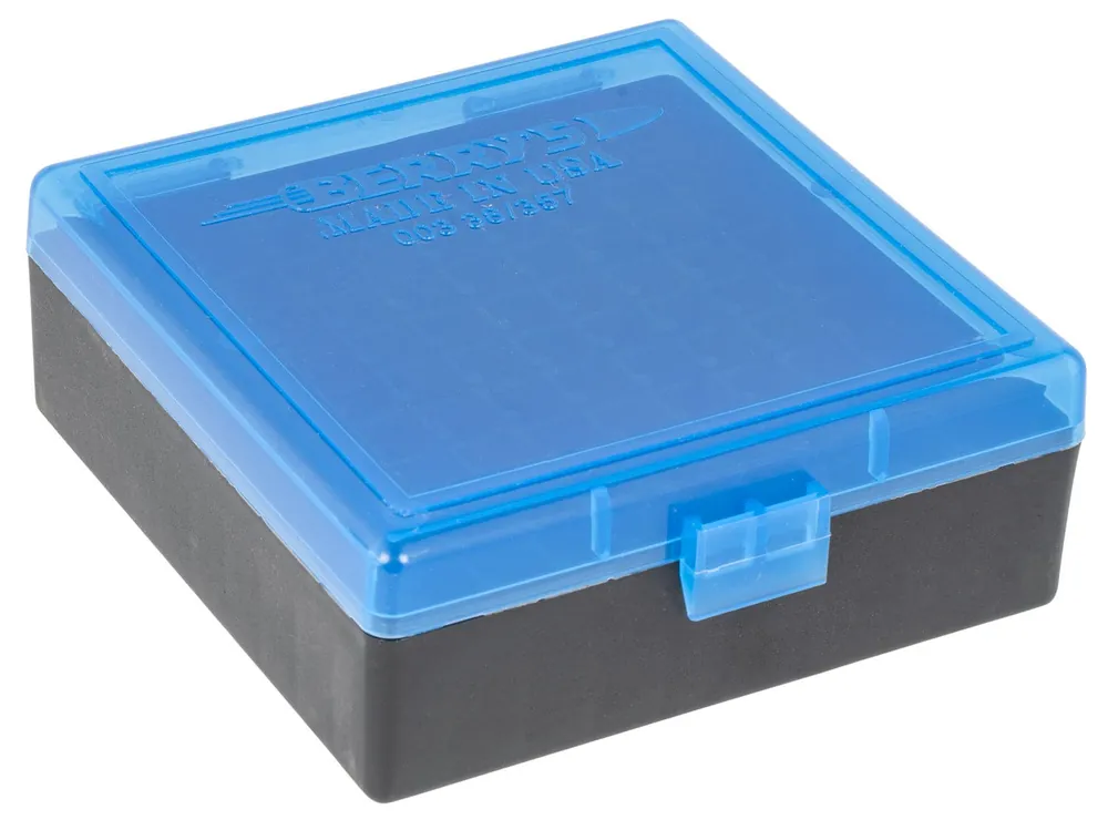 Berrys Ammo Box 38 Special,357 Mag 100rd Blue Lid w/Black Bottom