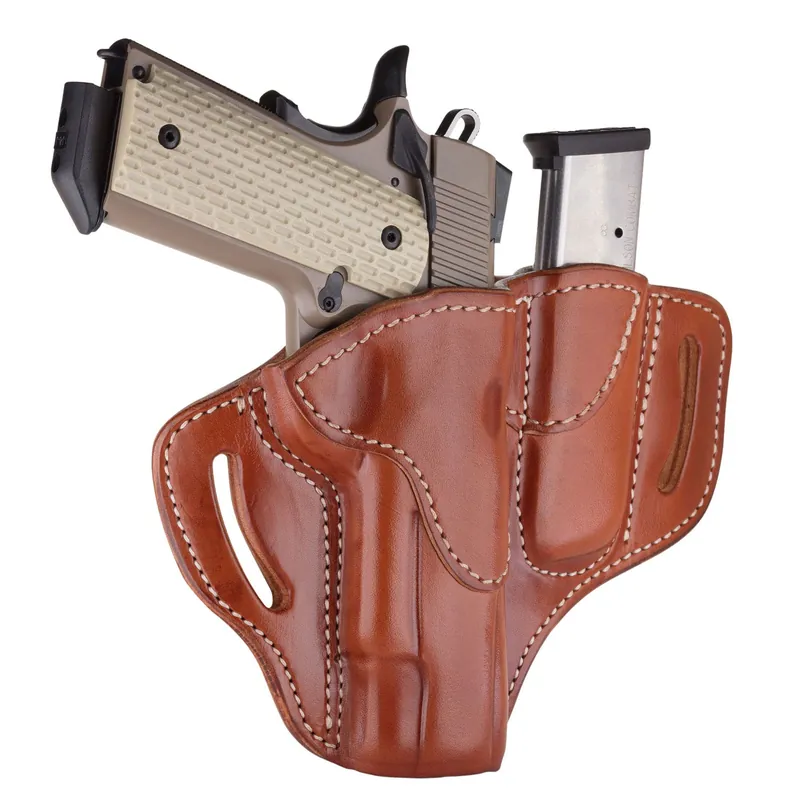 1791 Gunleather BH1M1 Holster w/Mag Combo OWB Classic Brown Leather Fits Browning Hi-Power/Colt 1911/Sig Sauer 1911 Belt Slide Mount RH