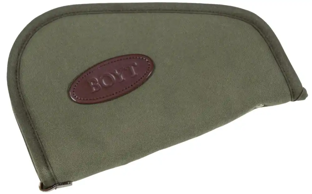 Boyt Harness Heart-Shaped Pistol Rug made of Waxed Canvas with OD Green Finish, Quilted Flannel Lining, Full Length Zipper & Padding 8 L"