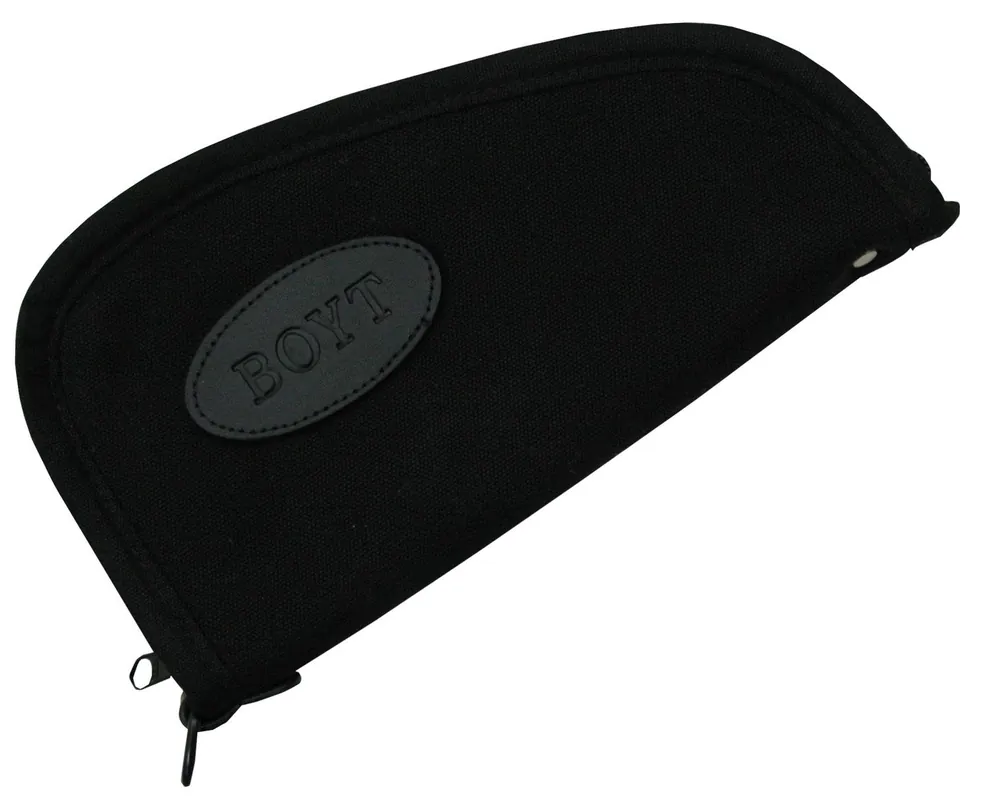 Boyt Harness Heart-Shaped Pistol Rug made of Waxed Canvas with Black Finish, Quilted Flannel Lining, Full Length Zipper & Padding 10"