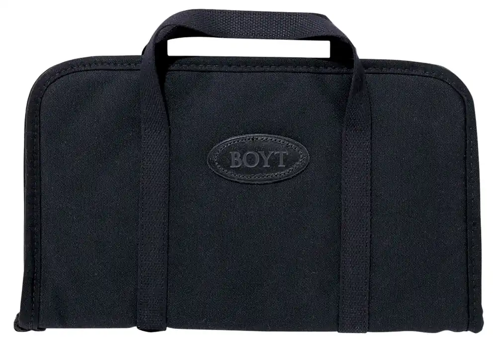 Boyt Harness Rectangular Pistol Rug made of Waxed Canvas with Black Finish, Cotton Batten Padding & Quilted Flannel Lining 9 x 6" Exterior Dimensions"