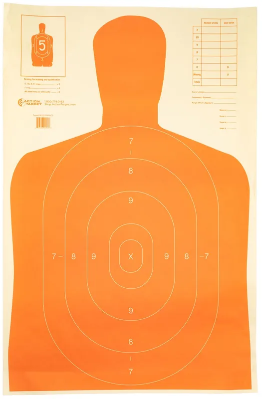 Action Target ORANGE Economy Silhouette Hanging Paper Target 23" x 35" 100 Per Box