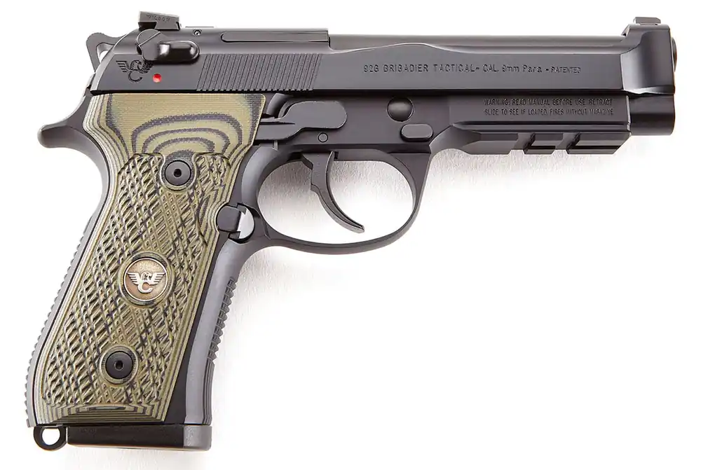 Wilson Combat 92G Brigadier Tactical 9mm Luger Pistol 4.70" Black/Dirty Olive G10 Grip BER92BRIG9