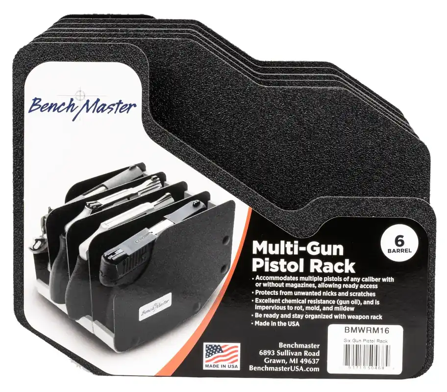 BenchMaster WeaponRac 6 Pistol Black Kydex