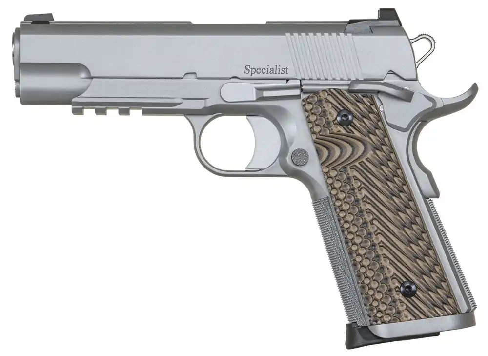 Dan Wesson Specialist Commander 45 ACP Pistol 4.25" SS/Black & Brown G10 Grip 01809