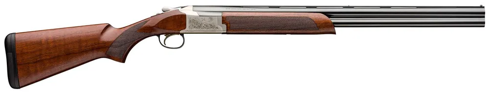 Browning Citori 725 Feather 12 Gauge with 26" Blued Barrel, 3" Chamber, 2rd Capacity, Silver Nitride Engraved Metal Finish & Gloss Oil Black Walnut Stock Right Hand (Full Size)