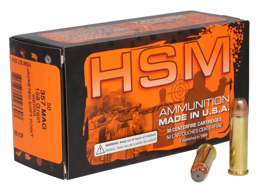 HSM Pro Pistol 357 Mag 158 gr Jacketed Soft Point 50 Bx/ 10 Cs