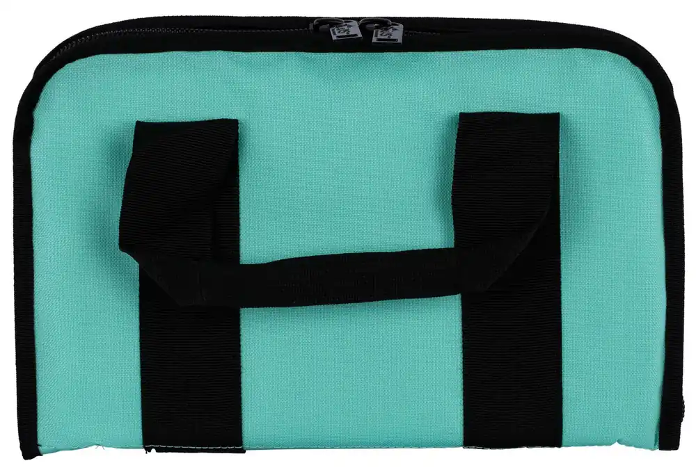 US PeaceKeeper Attache Case Water Resistant Robbin‘s Egg Blue 600D Polyester with Interior Gun Pocket, 5 Pistol Mag Space & Brushed Tricot Lining 13.50 L x 9" H Exterior Dimensions"
