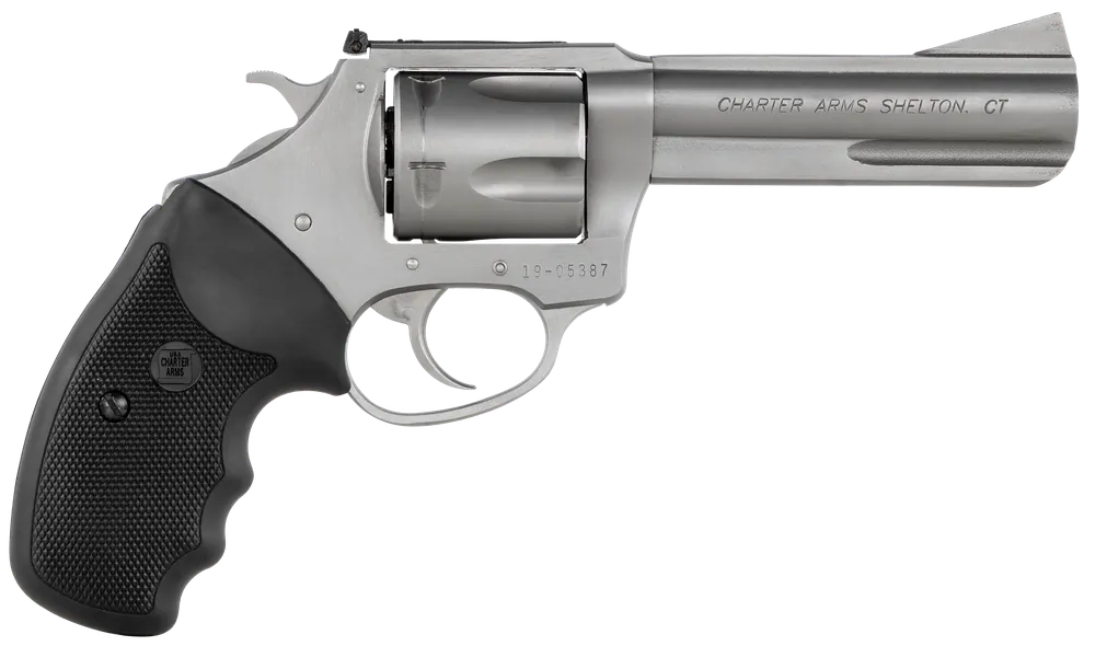 Charter Arms 74442 Bulldog Target 44 S&W Spl Caliber with 4.20" Barrel, 5rd Capacity Cylinder, Overall Matte Stainless Steel Finish, Finger Grooved Black Rubber Grip & Adjustable Sights