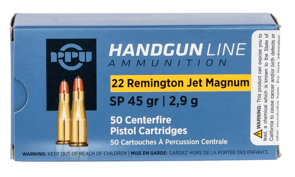 PPU Handgun 22 Rem Jet Mag 45 gr Soft Point 50 Bx/ 10 Cs
