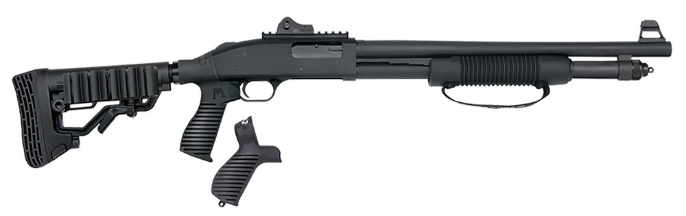 Mossberg 50696 590 Tactical SPX 12 Gauge 3" 6+1 18.50" Cylinder Bore Barrel Matte Blued Rec Black FLEX 6 Position Stock Includes FLEX Pistol Grip & FO, Ghost Ring Sights