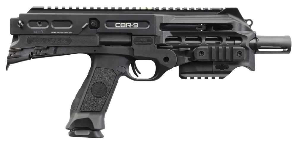 Chiappa Firearms CBR-9 Black Rhino Blowback Operated Pistol 9mm 18+1 9" Polymer Frame Pic Rail Syn Pistol Grip Black 500217