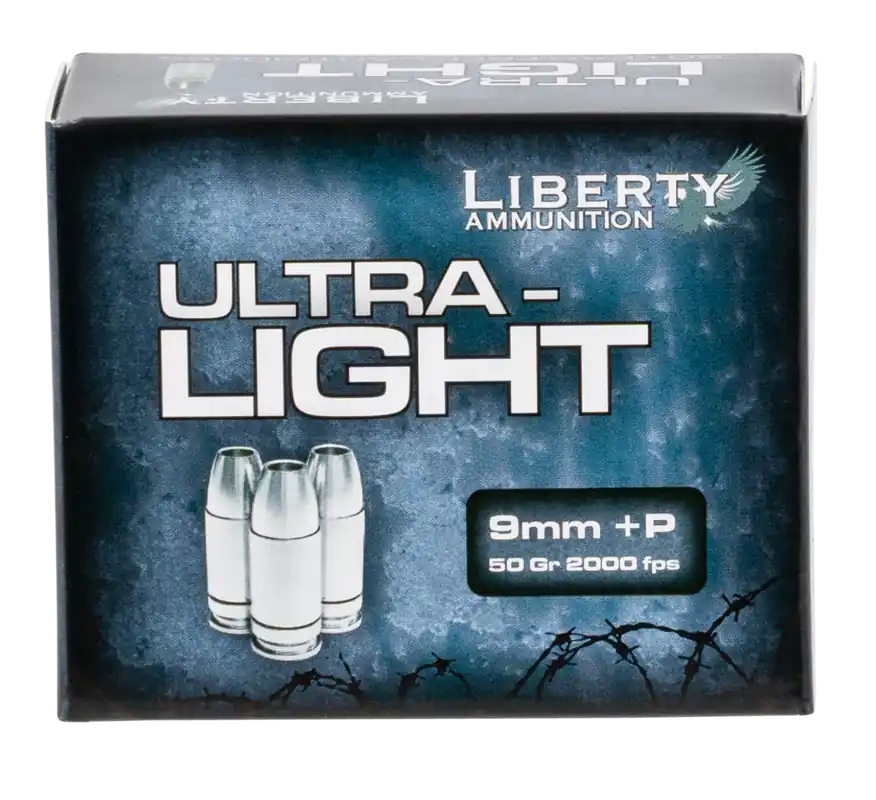 Liberty Ammo Ultra-Light 9mm Luger +P 50gr HP 20rd Box