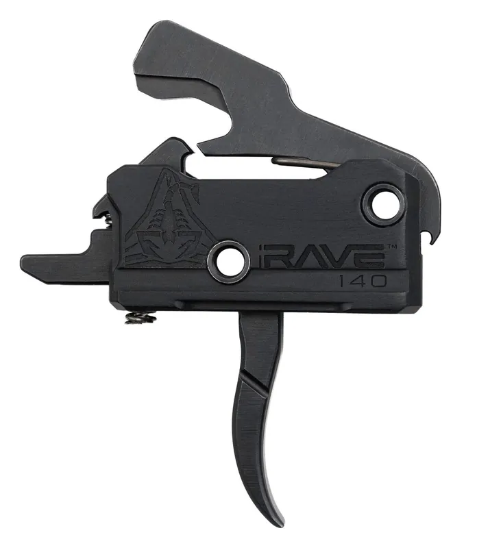 Rise Armament RA-140 Super Sporting Single-Stage Curved Trigger with 3.50 lbs Draw Weight & Black Hardcoat Anodized Finish for AR-Platform Right