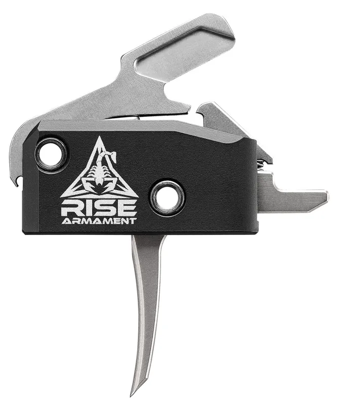 Rise Armament RA-434 High Performance Single-Stage Flat Trigger with 3.50 lbs Draw Weight & Black/Silver Finish for AR-Platform