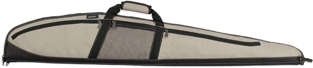 Bulldog Plus Shotgun Case made of Water-Resistant Nylon with Taupe Finish & Black Trim, Padding, 3 Exterior Pockets & Full Length Zipper 52 L x 1.50" W x 9" H Exterior Dimensions"