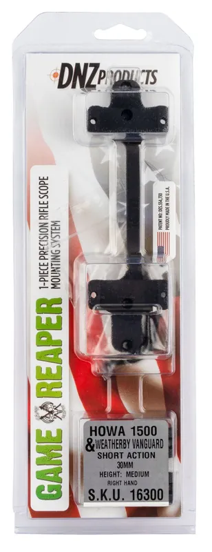 DNZ Game Reaper Scope Mount/Ring Combo For Rifle Howa 1500 30mm Tube Medium Rings 1.11" Mount Height For Short Action Matte Black Aluminum