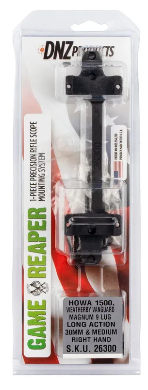DNZ Game Reaper Scope Mount/Ring Combo For Rifle Howa 1500 30mm Tube Medium Rings 1.11" Mount Height For Long Action Matte Black Aluminum