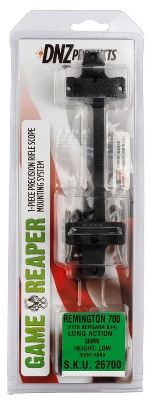 DNZ Game Reaper Scope Mount/Ring Combo For Rifle Remington 700 30mm Tube Low Rings 0.98" Mount Height Matte Black Aluminum