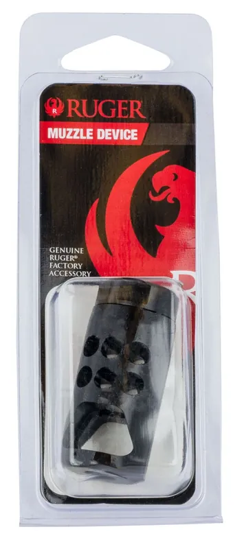 Ruger Muzzle Brake Black Matte Steel with 11/16"x24 tpi Threads, 2.20" OAL & 1" Diameter for 450 Bushmaster Ruger American