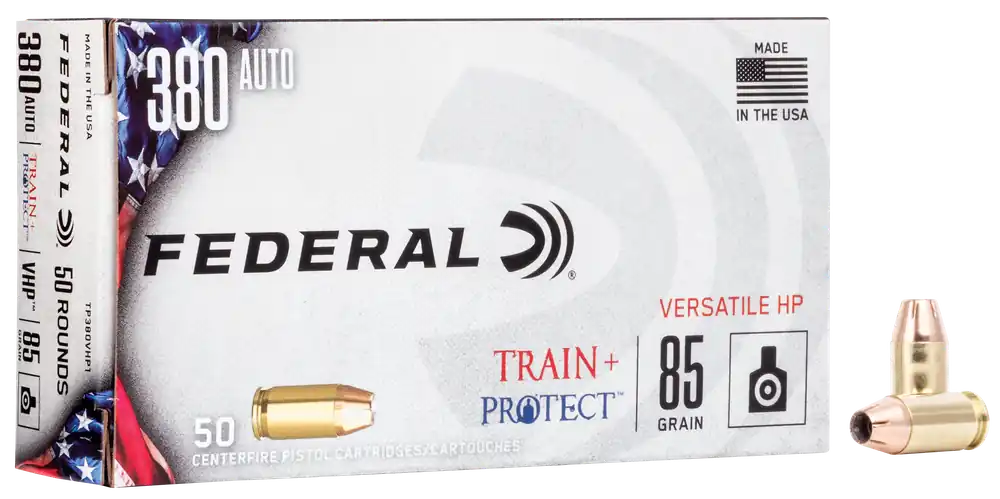 Federal Train + Protect 380 ACP 85 gr Jacketed Hollow Point (JHP) 50 Bx/ 10 Cs