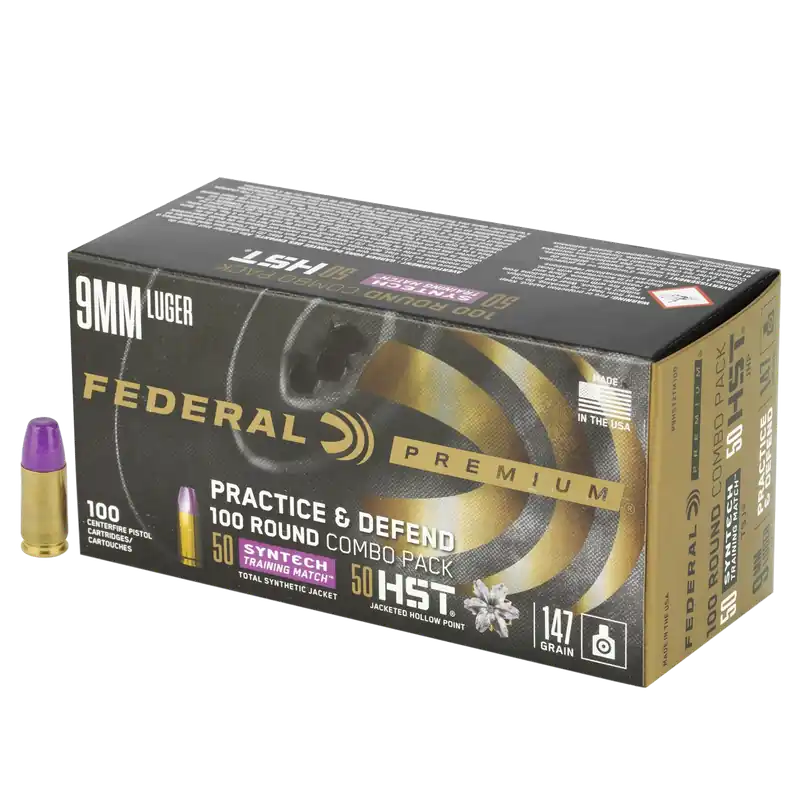 Federal Practice & Defend 9mm Luger 147 gr HST/Synthetic 100 Bx/ 5 Cs